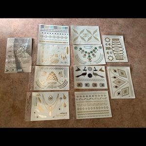 Nwt 10 sheets metallic temporary tattoos